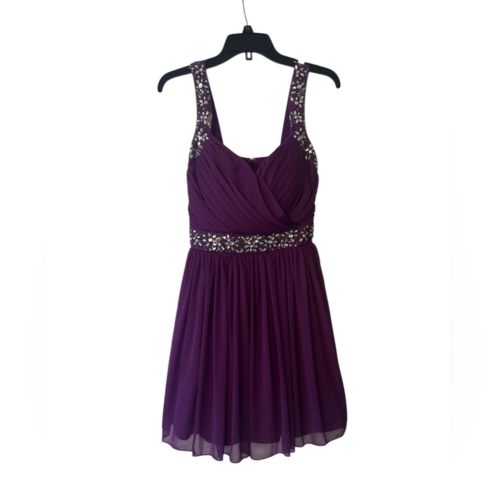 B Darlin Deep Purple Embellished Mini Dress